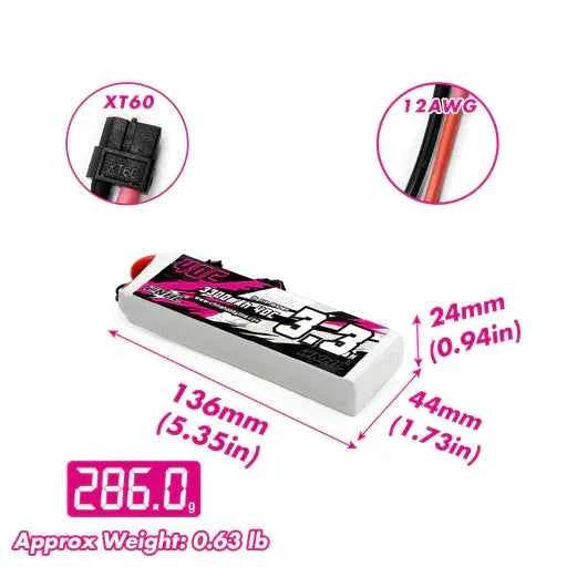 CNHL 3300mAh 14.8V 4S Lipo Battery 40C with XT60 Plug for High-Performance RC Drones and Cars
